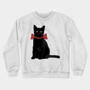 Black Cat with Red Bow Crewneck Sweatshirt